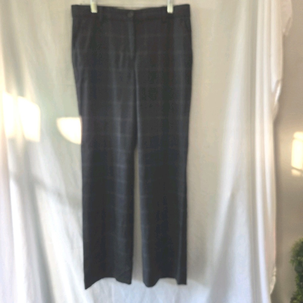 Talbots Windsor Wool Blend Pants Navy Plaid Straight Leg Womens 8 Classic Office